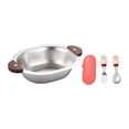 thumbnail image 1 of Tazón para niños, tenedor de ensalada, cuchara de dos asas, tazón aislado para bebés, niños y niñas con tenedor rosa, 1 of 9