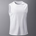 thumbnail image 2 of Men'S Solid Color Sleeveless Tank Top Breathable Mesh Athletic Shirt With Reflective Stripes For Running Workout Gym And Daily Training Activities Tank,White,XL, 2 of 5