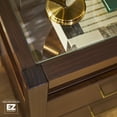 thumbnail image 2 of Walker Edison Modern Easy Assembly Solid Wood Nightstand with Glass Top Walnut, 2 of 14