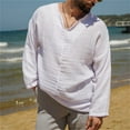 thumbnail image 3 of JTieacloth Pocket T Shirts Casual Seaside Men's Linen Solid Color Long Sleeved Shirt Men, 3 of 4