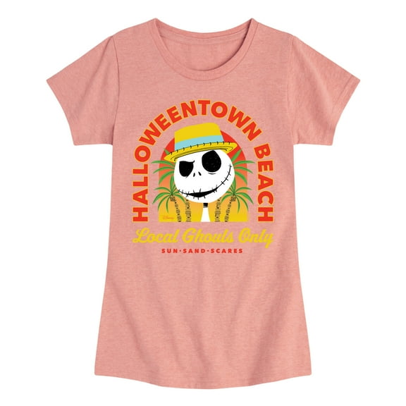 Nightmare Before Christmas - Halloweentown Beach - Local Ghouls Only - Sun Sand & Scares - Toddler And Youth Girls Short Sleeve Graphic T-Shirt