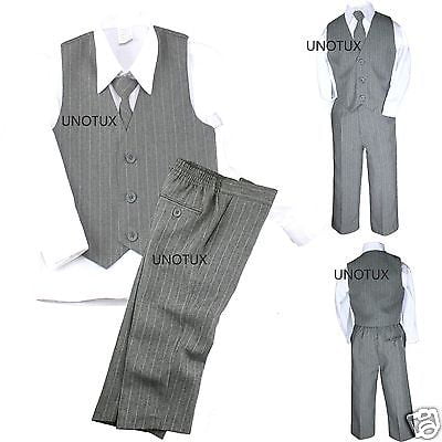 Size S to 20 OLIVIA KOO Baby and Big Boy's 4 Piece Pinstripe Vest Suit Set 