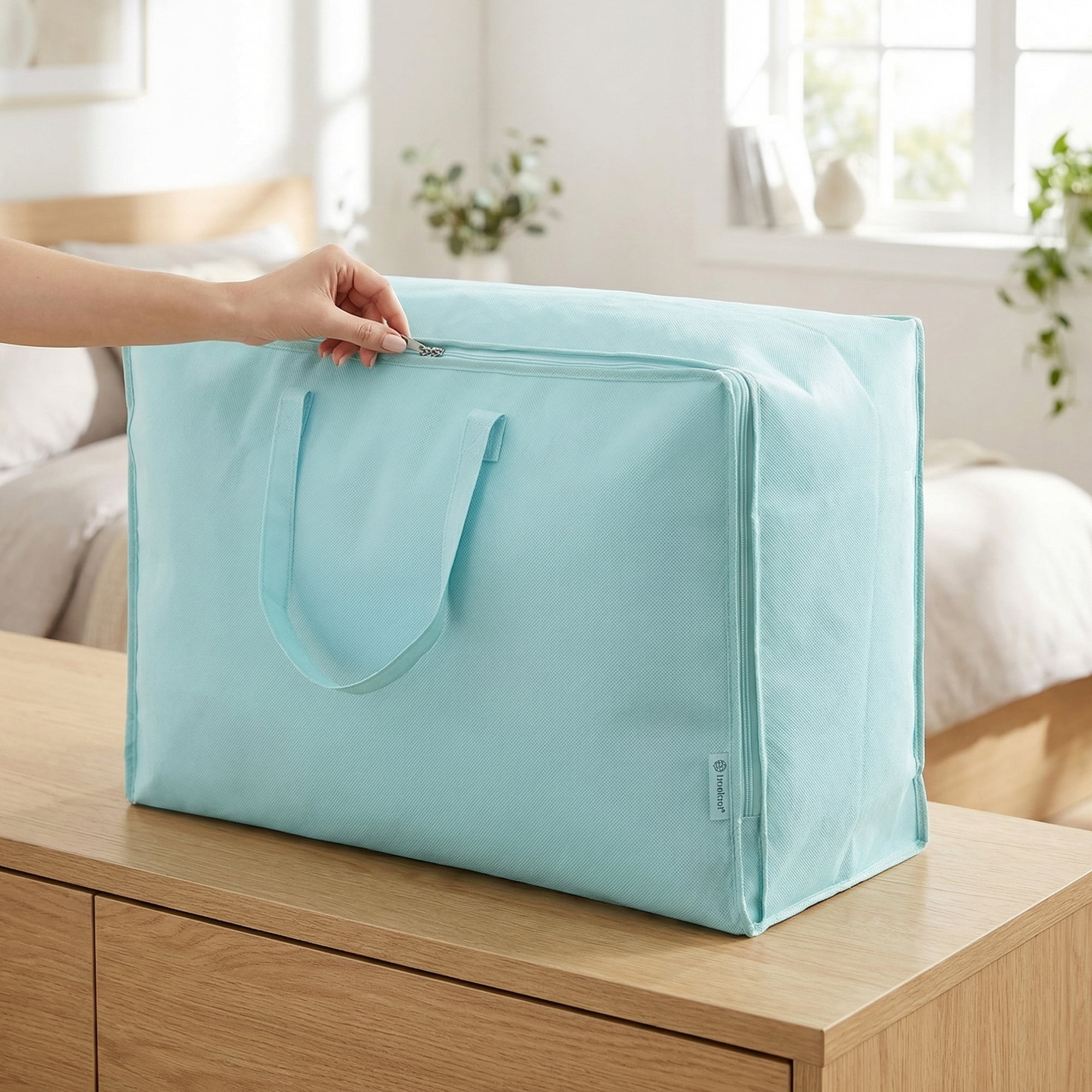 Unique Bargains Clothing Storage Bag Organize Bedroom and Closet Blue 21.3"x14.2"x7.1"