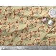 thumbnail image 2 of Soimoi Beige Poly Georgette Fabric Tree Stump & Fox Animal Printed Fabric 1 Yard 42 Inch Wide, 2 of 5