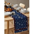 thumbnail image 6 of Ldtrchee Navy Blue Snowflake Christmas Table Runner 90 Inches, Xmas Red Plaid Bed Runner Dresser Scarves Tabletop for Indoor Outdoor Parties/Ceremony/Banquet, 13" x 90", 6 of 8