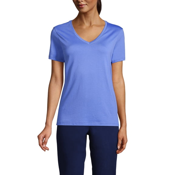 Lands' End Women's Tall Relaxed Supima Cotton Short Sleeve V-Neck T-Shirt
