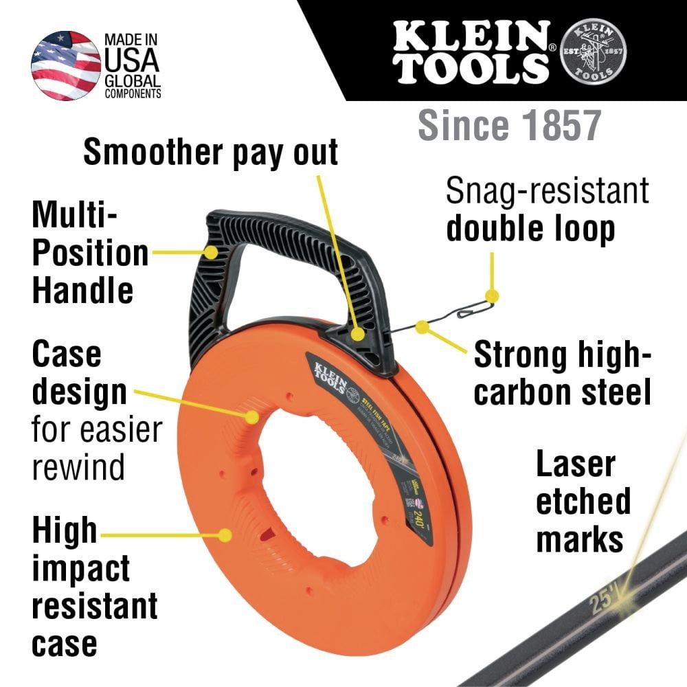 Klein Tools 120' Steel Fish Tape