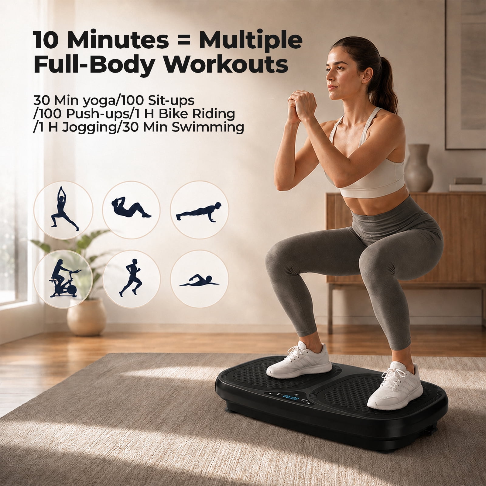 Alvantor Vibration Plate Exercise Machine, Vibrating Fitness Platform for Lymphatic Drainage, Full Body Shaker Workout Equipment, 120 Speeds & 9 Modes, Weight Loss Gifts for Women Men