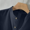 thumbnail image 3 of Men's Linen Casual Short Sleeve Shirts Breathable Cool Fashion Solid Color T Shirt Summer Beach Vacation Lapel Tops, 3 of 5