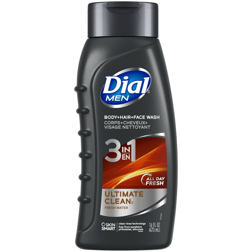Dial Men 3in1 Body, Hair and Face Wash, Ultimate Clean, 16 fl oz