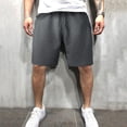 thumbnail image 2 of Entyinea Mens Shorts Casual Drawstring Elastic Waist Gym Shorts With Pockets Dark Gray M, 2 of 5