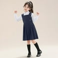 thumbnail image 6 of mgoYE Dress for Teens 12-14 Girls School Uniform Dress Sleeveless Square Neck Pleated Knee Length Preppy Jumper A- Line Dresses for Kids(Navy,8-10 Years), 6 of 9