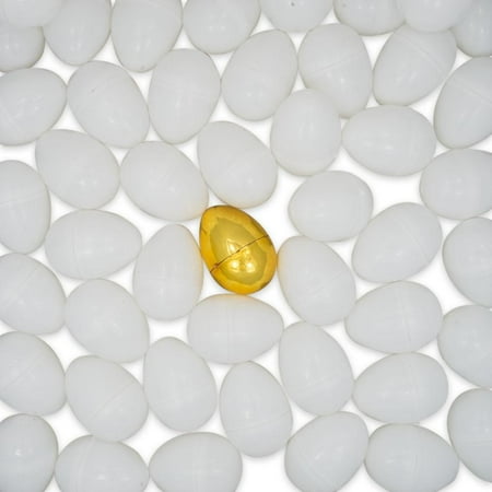 Set of 47 Blank White Plastic Eggs + 1 Golden Easter