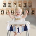 thumbnail image 5 of Baby First Birthday Party Decorations First Highchair Banner For Baby Boys Blue High Chair Banner Crown Cake Topper Baby Photo Banner 1st Birthday Photo Backdrop, 5 of 7