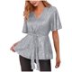 thumbnail image 2 of Tejiojio Women's Sequin Top V-Neck Flared Sleeve Front Tie Sparkly Party Blouse, 2 of 5