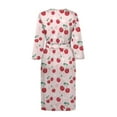 thumbnail image 4 of Yuyamidu Cherry Women's Bathrobe Size XL Cute Pink Kimono Robe Comfy Bath Spa Robes Female 3/4 Sleeves Bath Gown for Women Girls Mid-Length Dressing Gown with Waist Belt, 4 of 7