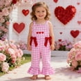 thumbnail image 2 of Toddler Girls Romper Valentines Jumpsuit Embroidery Sleeveless Romper Flared Legs Pants Toddler Girl Summer Outfits Size 2-3 Years, 2 of 6