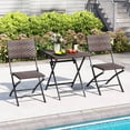 thumbnail image 4 of Costway 3 PCS Rattan Bistro Set with Wicker Seat & Tabletop for Backyard, Garden, Balcony, 4 of 10