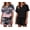 A-tie Dye Black Pink/Black, variant on Ekouaer 2 Pack Womens Pajama Sets Short Sleeve Top with Shorts Soft Comfy Loungewear Sleepwear