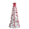 thumbnail image 2 of 7ft Fully-Decorated Pop-Up Christmas Tree w/ 170 Warm White LED Lights & Ornaments, Instant Setup Collapsible Artificial Xmas Tree (White), 2 of 10