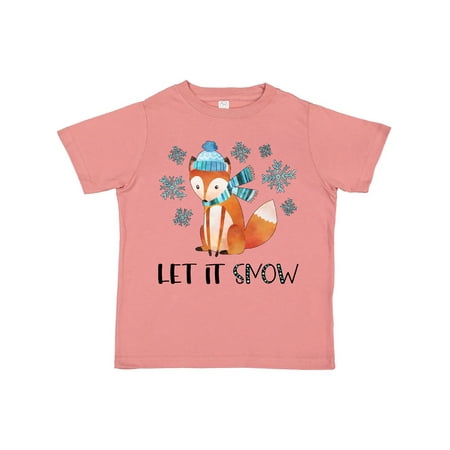 

Inktastic Let it Snow Cute Orange Fox in Hat and Scarf Gift Toddler Boy or Toddler Girl T-Shirt