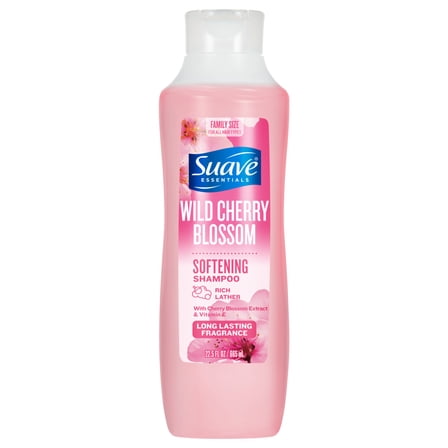 Suave Wild Cherry Blossom Softening Shampoo, Cherry Blossom Extract & Vitamin E, 22.5 FL OZ