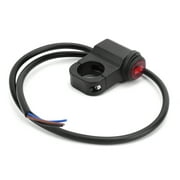 7/8in Handlebar Switch Headlight Hazard Fog Lamp Control On Off Button with Red Indicator for Motorcycle ATV UTV
