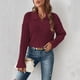 thumbnail image 4 of Suéteres de Punto para Mujer, Suéteres de Larga con Cuello en V, Camisetas Casuales, Conjuntos de Moda de Otoño Rojo Oscuro XL, 4 of 7