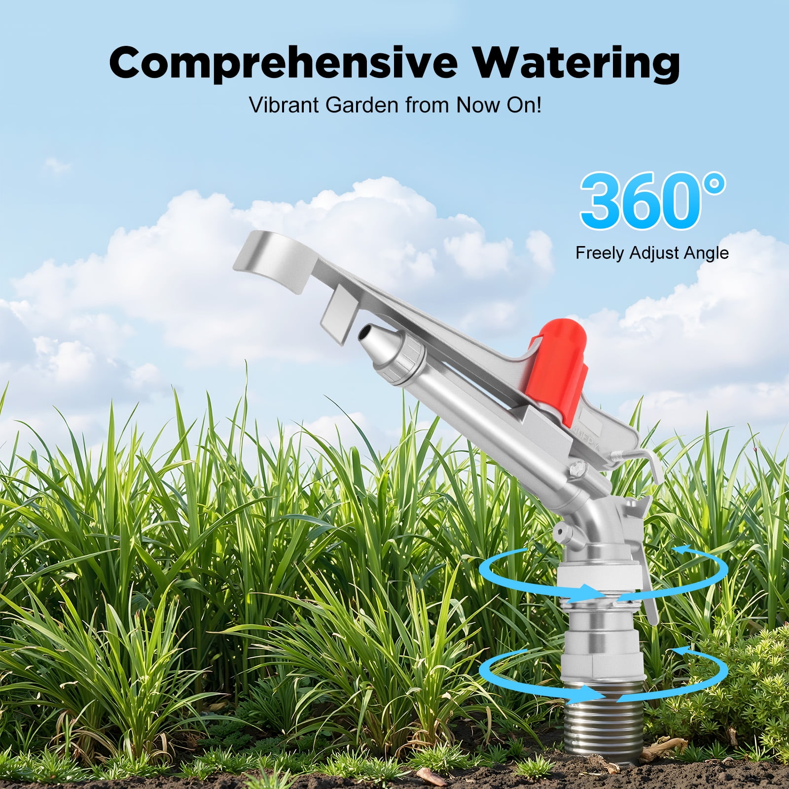 2 Inch Irrigation Spray Gun, 65-80M Large Impact Area 360 Adjustable Water Sprinkler for Large-Scale Agricultural Irrigation