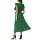thumbnail image 3 of INSPIRE CHIC Vestido Midi Casual para Mujeres con Volantes Sin Mangas Cuello Redondo Plisado Fluido con Cinturón S Verde, 3 of 6