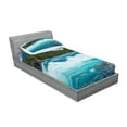 thumbnail image 2 of Ambesonne Landscape Fitted Sheet & Pillow Sham Set, River Cloudy Mountain, Twinxl, White Green Grey, 2 of 2