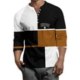 thumbnail image 2 of Men's St. Patrick's Day Irish Henley Shirt 3/4 Sleeve Color Block Clover Top, 2 of 7