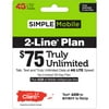 PR Simple Mobile $75 Unlimited 2 Lines