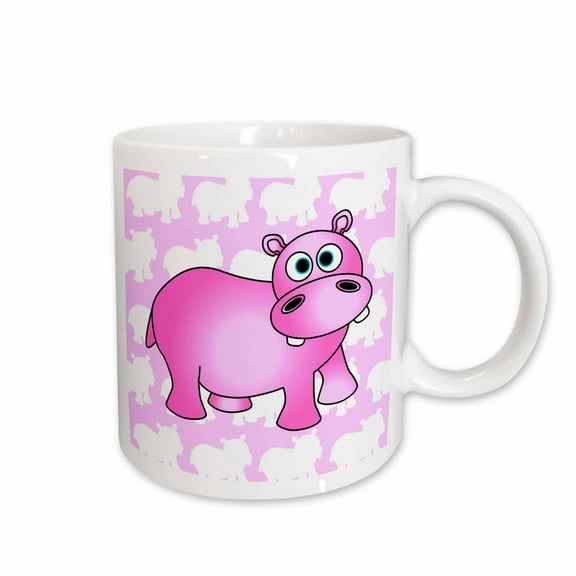 3drose, Pink Hippopotamus, 11oz Mug