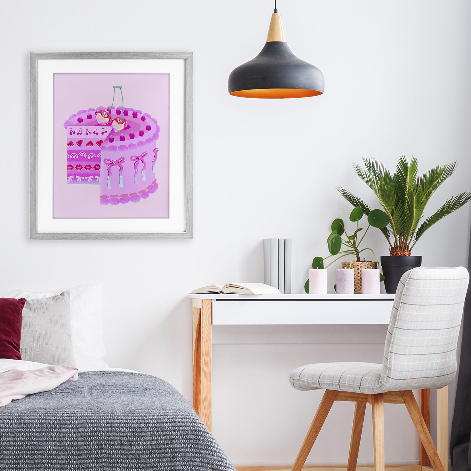 Stupell Industries Pastel Cherry Layered Cake Gray Framed Print Under Glass, design by Ziwei Li