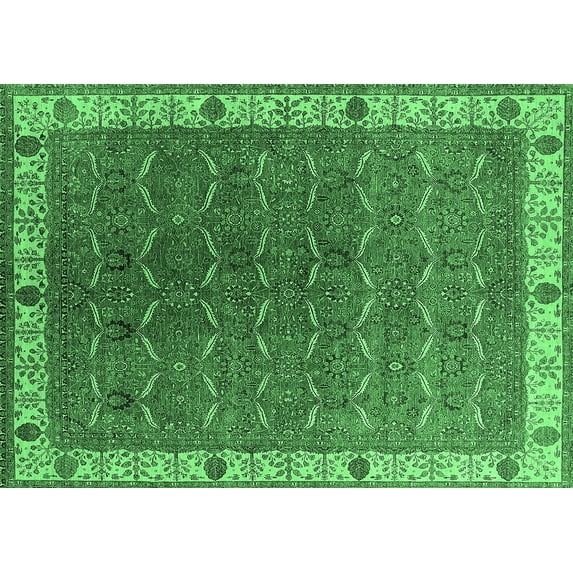 Ahgly Company Indoor Rectangle Oriental Emerald Green Industrial Area Rugs, 7' x 10'