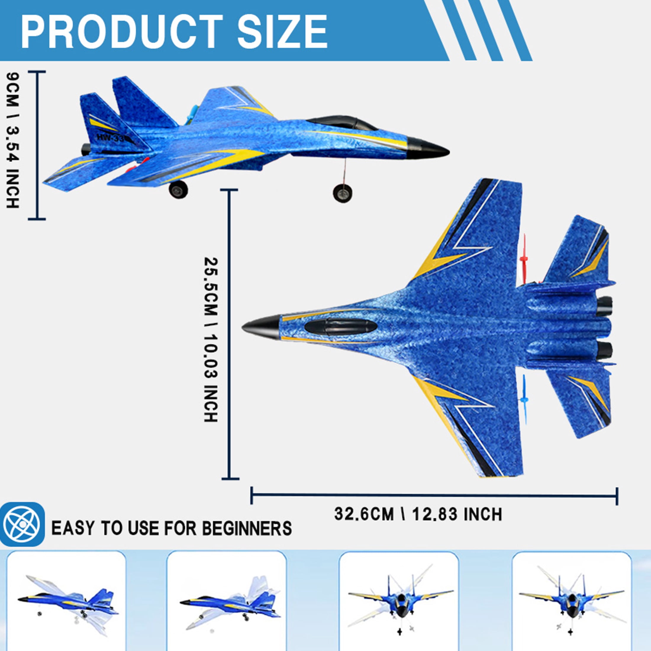 NautyDaddy Summer Outdoor Toys - Airplane Model, 2.4GHz Smart Gyroscope Remote Control Airplane, LED Night Flight Light, Cool Fighter Toy, Suitable for Night Flight, Suitable for Ages 14+