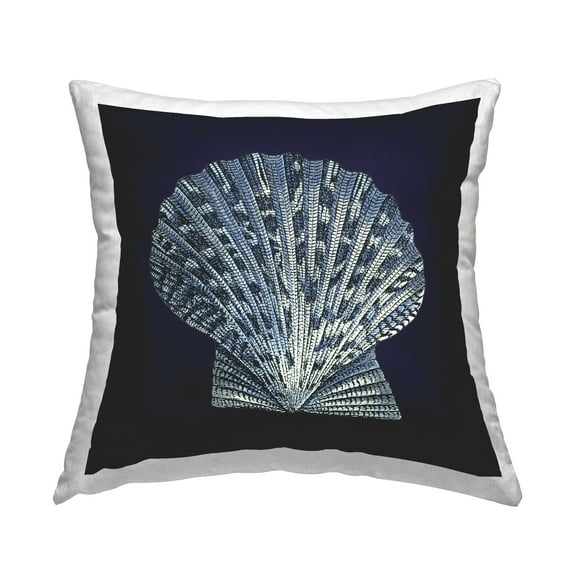 Stupell Industries Distressed Navy and White Scallop Shell Coastal Blue,18 x 7 x 18 Decorative Pillows