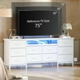 thumbnail image 1 of 63" TV Stand with 10 Fabric Storage Drawers, White Entertainment Center with Power Outlet & LED Lighting for 65"-75" TVs, 1 of 8