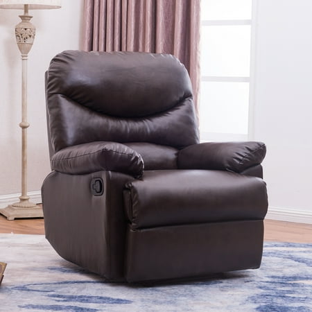 Belleze Recliner Living Room Chair Faux Leather Lounge Padded Armrest (Brown)