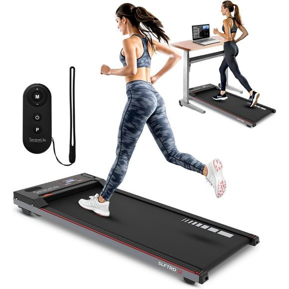 Caminadora Bajo Escritorio SereneLife con Control Remoto, Velocidad Maxima de 8 km/h, Compacta para Guardar Bajo la Cama, 2.5 HP, App Compatible, Fácil de Montar y Almacenar, Capacidad 120 kg