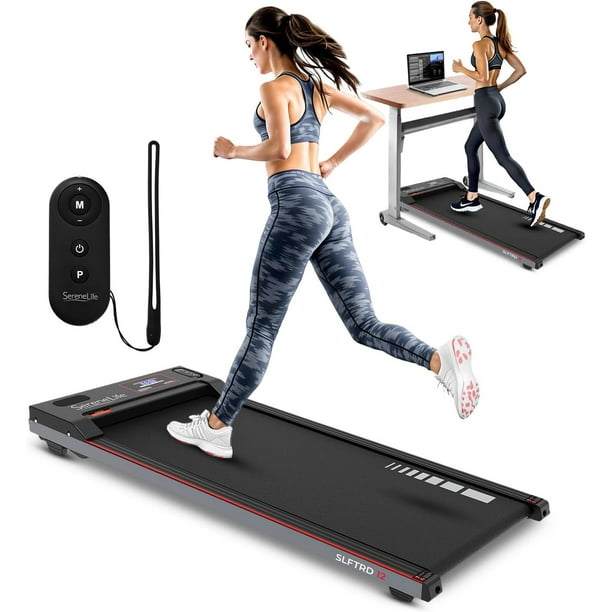Caminadora Bajo Escritorio SereneLife con Control Remoto, Velocidad Maxima de 8 km/h, Compacta para Guardar Bajo la Cama, 2.5 HP, App Compatible, Fácil de Montar y Almacenar, Capacidad 120 kg