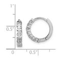 thumbnail image 2 of 925 Sterling Silver Polished Hinged hoop Channel set Cubic Zirconia Hinged Earrings 15x15mm Wide 3mm Thick Hoop Earring, 2 of 2