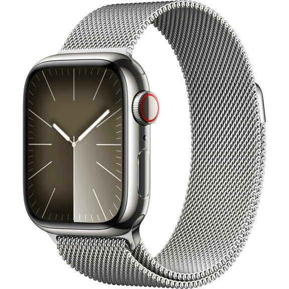 Restored Apple Watch Gen 9 Series 9 Cell 41mm Silver Stainless Steel - Silver Milanese Loop MRJ43LL/A (Refurbished)