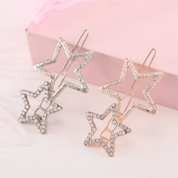 Toyvian 4Pcs Star Hair Barrettes Metal Hairpins with Shiny Decor for Elegant Hairstyles