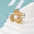 thumbnail image 3 of 5 pc 304 Stainless Steel Finger Rings with Freshwater Pearl Beads Flower Ion Plating(IP) Real 18K Gold Plated US Size 6(16.5mm), 3 of 5