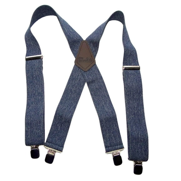 Holdup Contractor Series Dark Jeans XS 2" wide X-back Work Suspenders for Men with USA Patented No-slip Clips