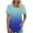 Light Blue, variant on Women's Ombre Color Short Sleeve T-Shirt, Spring Summer Round Neck Top with Puff Sleeves, Fashionable Lightweight Blouse
