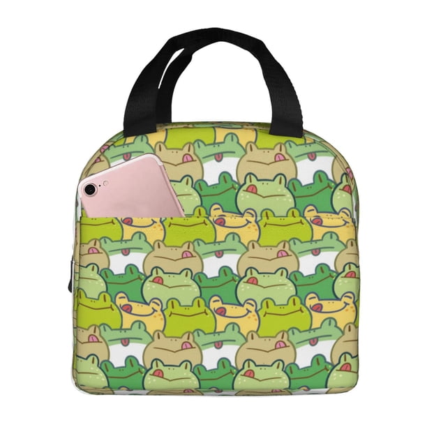 Easygdp Cartoon Frog Bolsa Térmica Premium - Tela Oxford Impermeable, Gran Capacidad, Bolsillo Frontal, Unisex para Trabajo, Escuela, Actividades al Aire Libre y Picnics