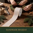 thumbnail image 5 of Clearance Christmas Burlap Wired Ribbon Roll, 2.48 Inch x 10 Yards Natural Linen Edge Craft Ribbon for Wreath Tree Holiday DIY, 5 of 7